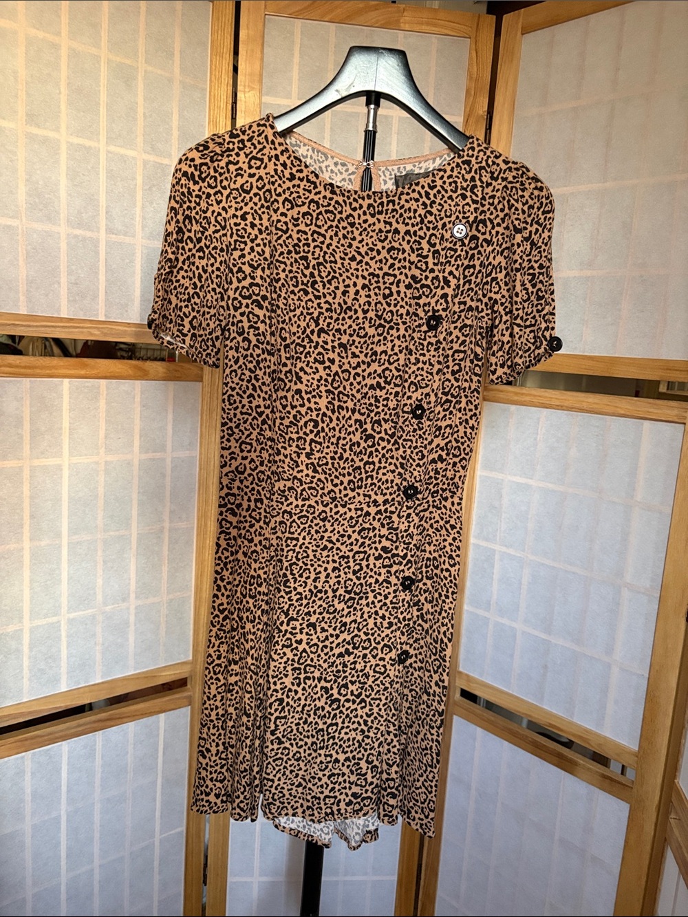 Reformation Tan and Black Leopard Print Mini Dress Size 6